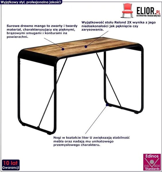Stół jadalniany loft lite drewno brązowy S0-W01
