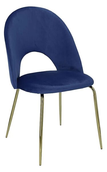 Glamour krzesło tapicerowane welurowe Kally - niebieskie
