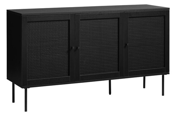 Czarna niska komoda w dekorze dębu 140x80 cm Pensacola – Unique Furniture