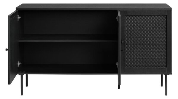 Czarna niska komoda w dekorze dębu 140x80 cm Pensacola – Unique Furniture