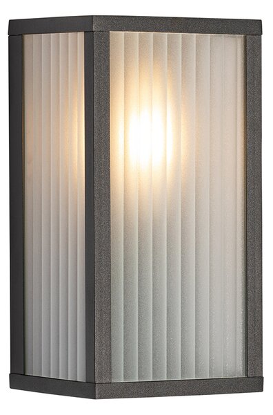 Lampa ścienna zewnętrzna czarna z żebrowanym szkłem IP44 - Charlois