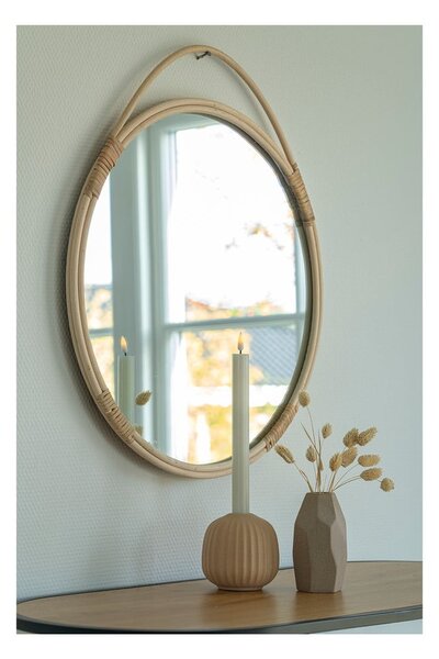 Lustro ścienne z rattanową ramą ø 50 cm Malo – House Nordic