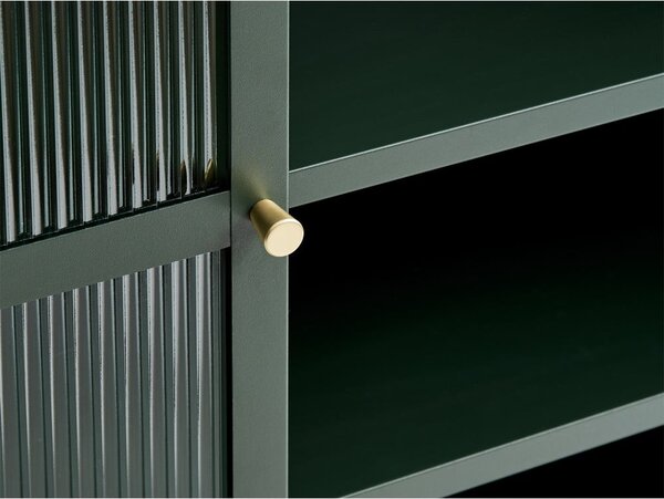 Zielona metalowa witryna Unique Furniture Bronco, wys. 140 cm