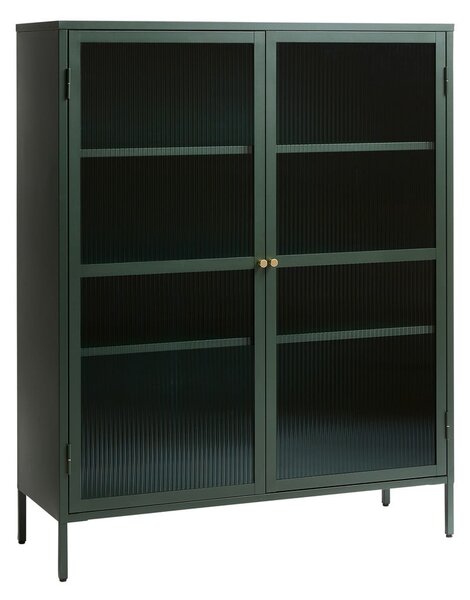Zielona metalowa witryna Unique Furniture Bronco, wys. 140 cm