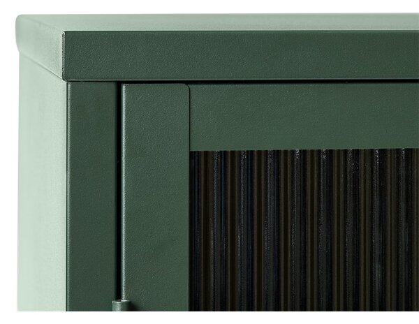 Zielona metalowa witryna Unique Furniture Bronco, wys. 140 cm