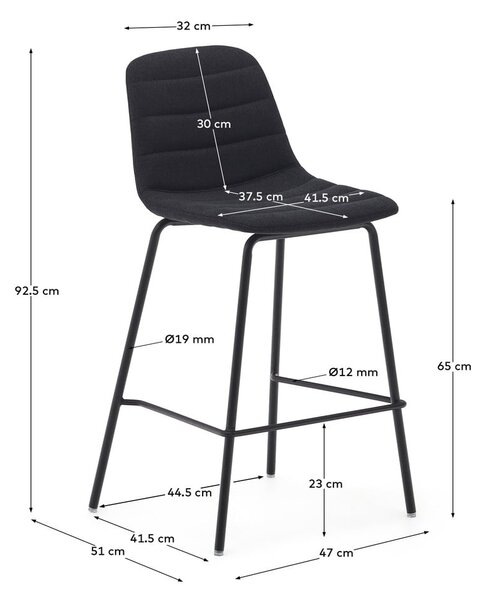 Czarne hokery zestaw 2 szt. 92,5 cm Zunilda – Kave Home