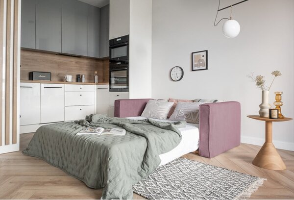 Różowa rozkładana sofa 168 cm Lucky Lucy – Miuform