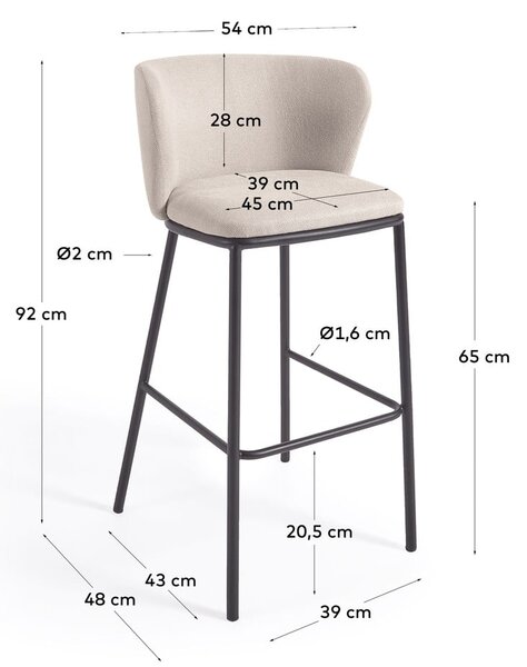 Beżowy hoker (wysokość siedziska 65 cm) Ciselia – Kave Home