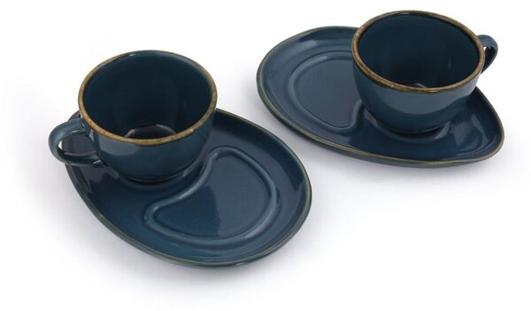 Ciemnoniebieskie ceramiczne filiżanki zestaw 2 szt. 0.21 l – Hermia