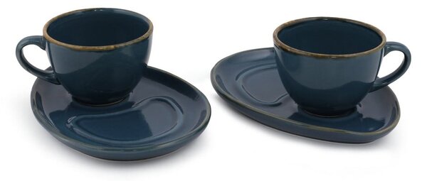 Ciemnoniebieskie ceramiczne filiżanki zestaw 2 szt. 0.21 l – Hermia
