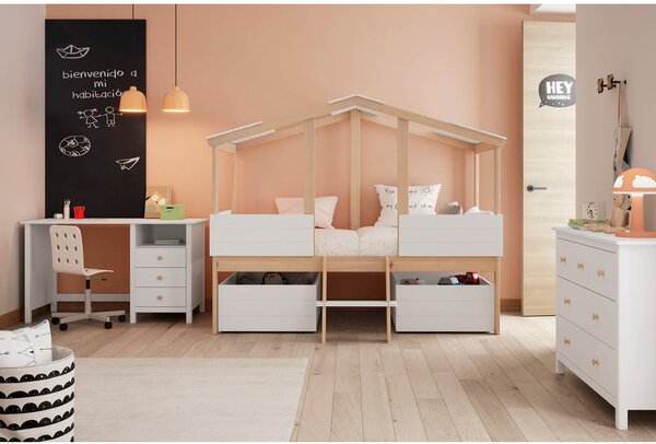 Biała niska komoda dziecięca z drewna sosnowego 110x80 cm Max – Marckeric