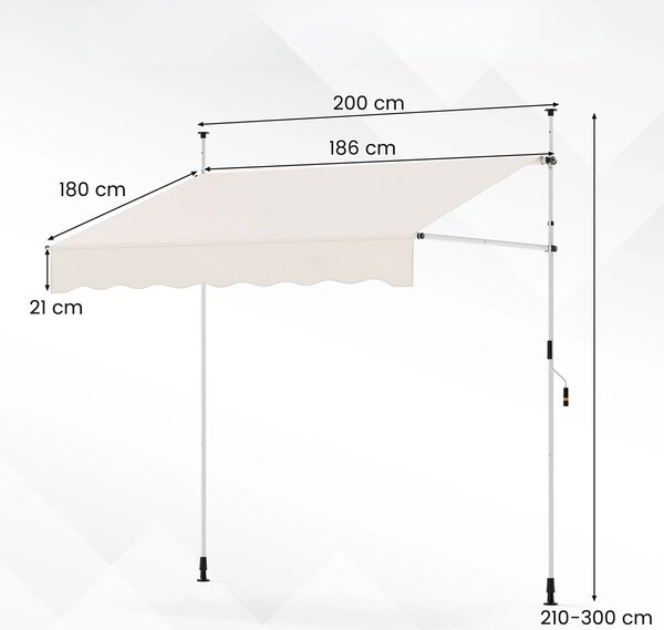 Markiza balkonowa z korbą ręczną 200 cm biała