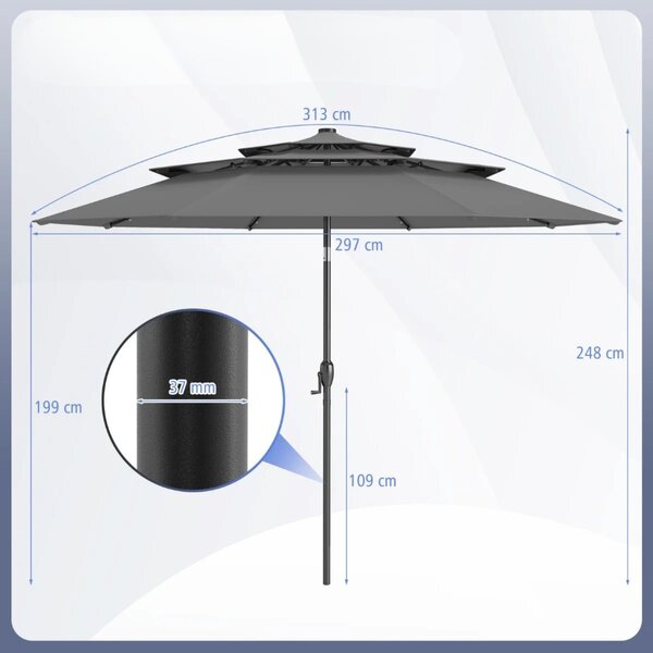 Parasol ogrodowy z korbką i oświetleniem LED