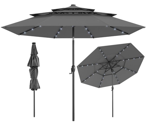 Parasol ogrodowy z korbką i oświetleniem LED