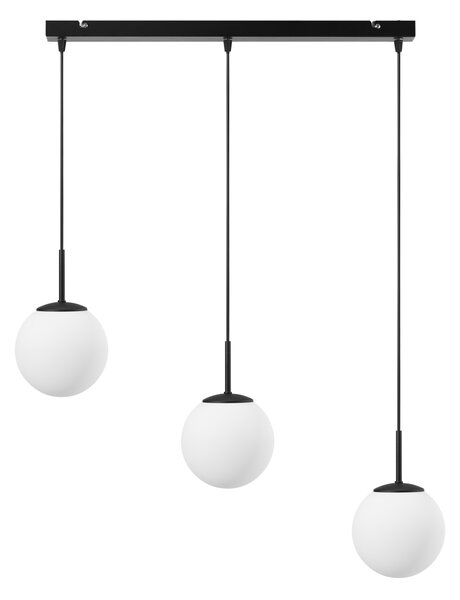 Lampa wisząca Aurelia czarna z 3 kulistymi kloszami na listwie