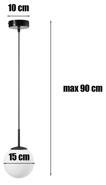 Lampa wisząca Aurelia czarna z 1 kulistym kloszem