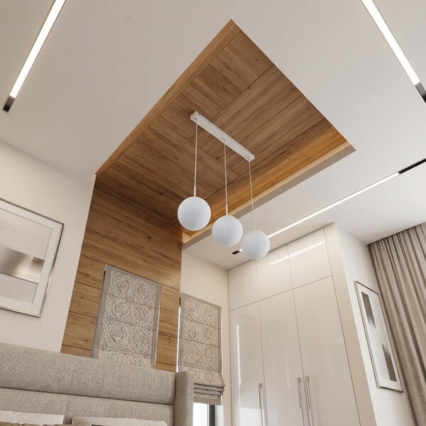 Lampa wisząca Aurelia biała z 3 kulistymi kloszami na listwie