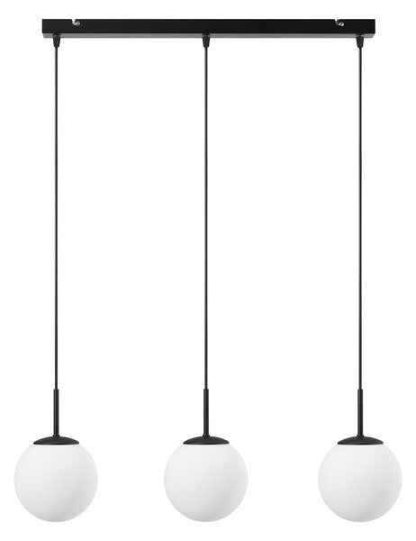 Lampa wisząca Aurelia czarna z 3 kulistymi kloszami na listwie