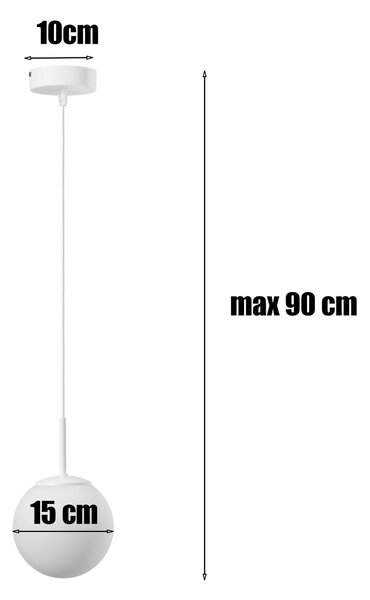 Lampa wisząca Aurelia biała z 1 kulistym kloszem
