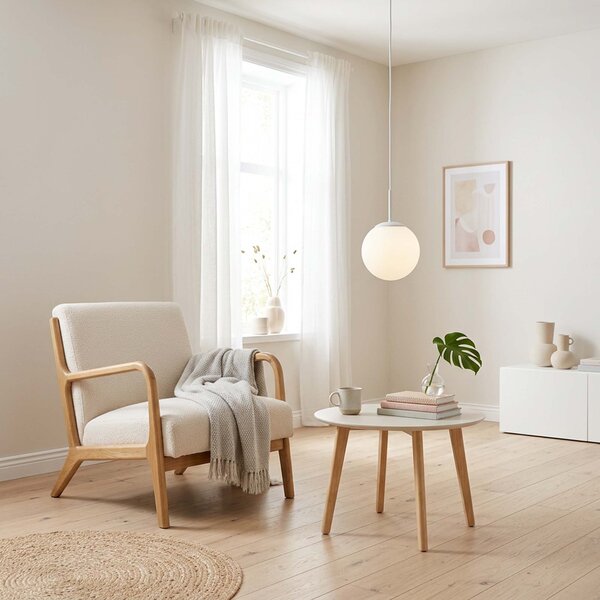 Lampa wisząca Aurelia biała z 1 kulistym kloszem