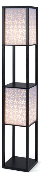 Lampa podłogowa z drewnianymi półkami