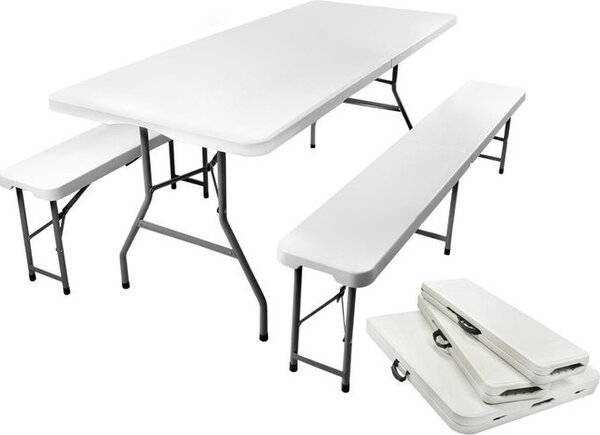 Stó ogrodowy skadany 180cm + 2 awki
