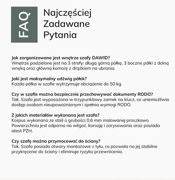 Szafa metalowa wielofunkcyjna: DAWID 900 x 1850 x 450 mm, antracytowo-biała