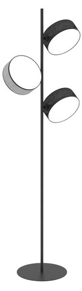 Lampa stojąca podłogowa minimalistyczna czarno-szara z abażurem 3xE14 10W DRUMZ Emibig