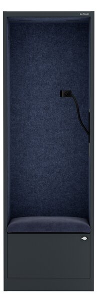 Szafa z siedziskiem i strefą wyciszenia SALLY MentalBox, antracytowy korpus, granatowe siedzisko, 1850 x 600 x 400 mm