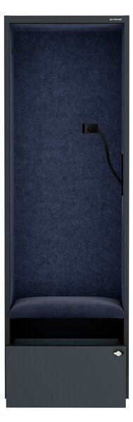 Szafa z siedziskiem i strefą wyciszenia SALLY MentalBox, antracytowy korpus, granatowe siedzisko, 1850 x 600 x 400 mm