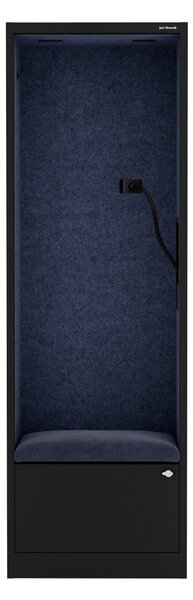 Szafa z siedziskiem i strefą wyciszenia SALLY MentalBox, czarny korpus, granatowe siedzisko, 1850 x 600 x 400 mm