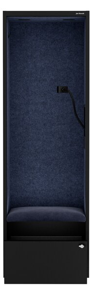 Szafa z siedziskiem i strefą wyciszenia SALLY MentalBox, czarny korpus, granatowe siedzisko, 1850 x 600 x 400 mm