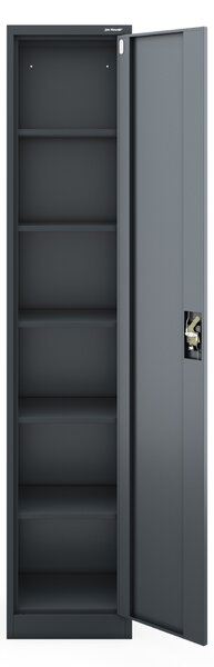 Szafa biurowa metalowa na akta, wysoka, antracytowa, 450x2200x400 mm: ALEX H2200