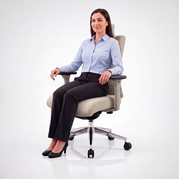 Fotel biurowy ergonomiczny jasnobeżowy VECTOR