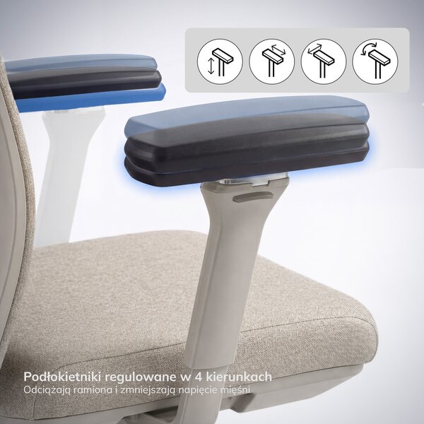 Fotel biurowy ergonomiczny jasnobeżowy VECTOR