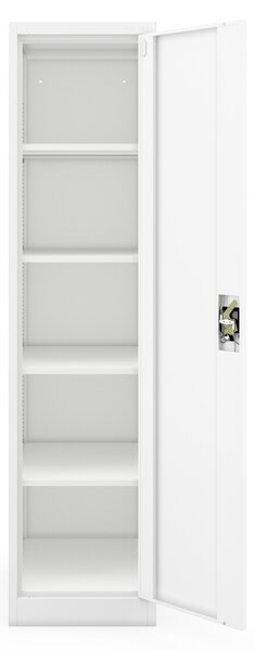 Szafa biurowa metalowa na akta, głęboka, biała, 450x1850x600 mm: ALEX D600