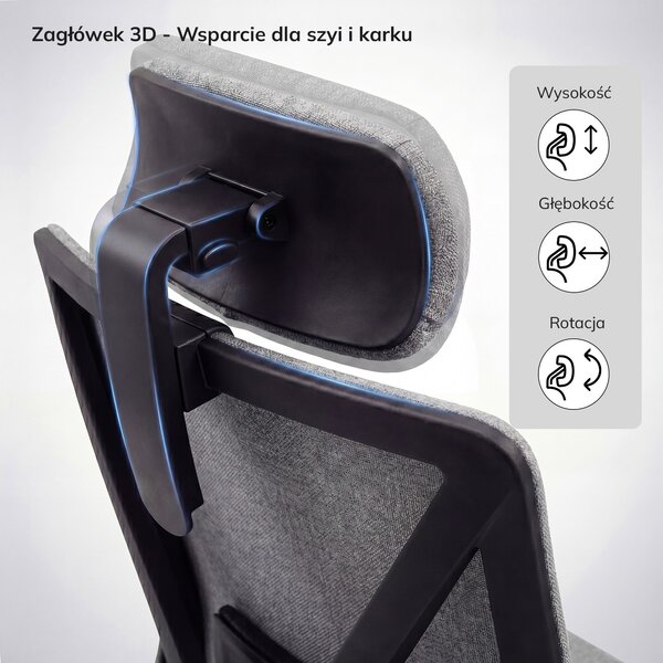 Fotel biurowy ergonomiczny szary VECTOR