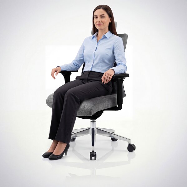 Fotel biurowy ergonomiczny szary z siatką VECTOR
