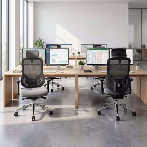 Ergonomiczny fotel biurowy z siatką ciemnoszary AXIS