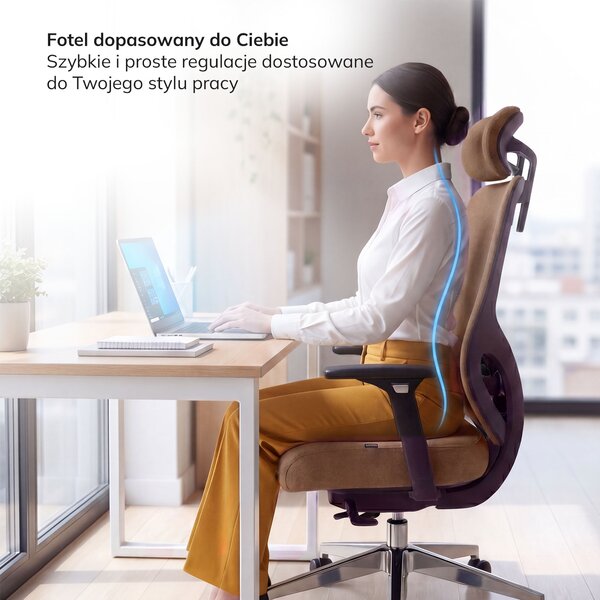 Ergonomiczny fotel biurowy brązowy AXIS