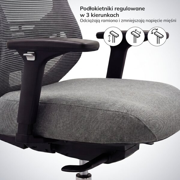 Ergonomiczny fotel biurowy z siatką ciemnoszary AXIS