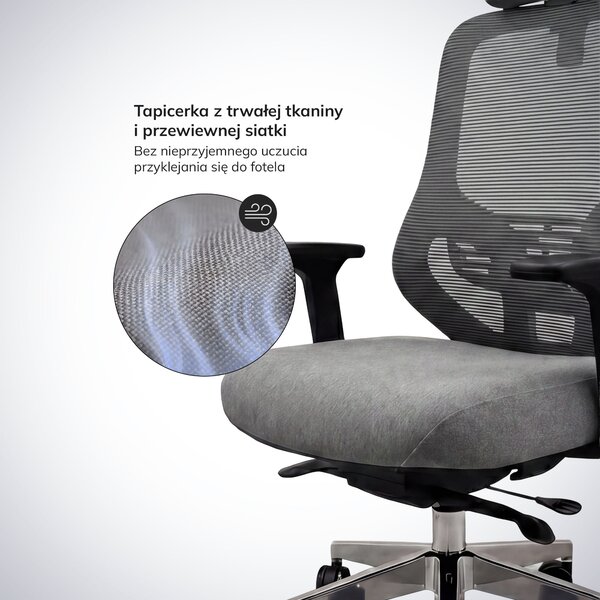 Ergonomiczny fotel biurowy z siatką ciemnoszary AXIS