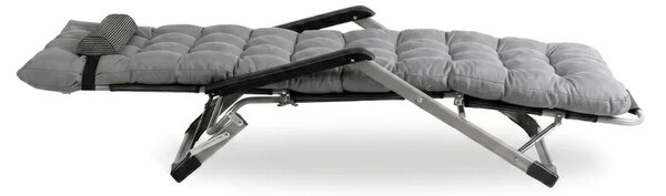 Leżak Ogrodowy Rozkładany Fotel EDISON Szary Poduszka