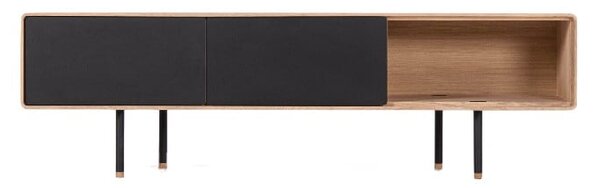 Czarna szafka pod TV z drewna dębowego Gazzda Fina, szer. 160 cm