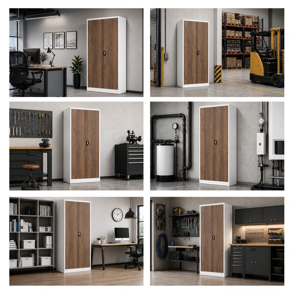 Szafa biurowa na dokumenty biała / orzech: Eco Design JAN 900 x 1850 x 400 mm