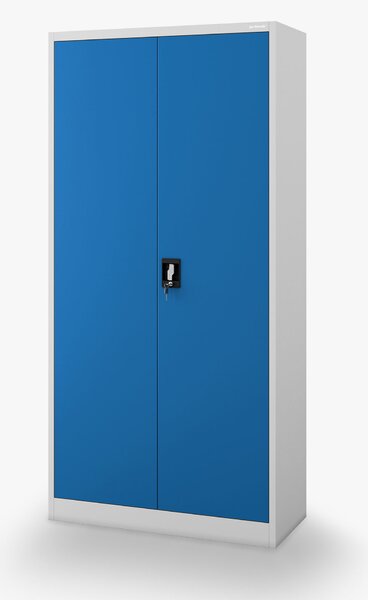 Szafa metalowa ze schowkiem szaro-niebieska: TOMASZ, 900 x 1850 x 450 mm