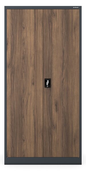Szafa metalowa wielofunkcyjna antracytowa / orzech: Eco Design DAWID, 900 x 1850 x 450 mm