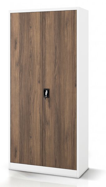 Szafa na dokumenty biurowa metalowa biała / orzech: Eco Design JAN H 900 x 1950 x 400 mm
