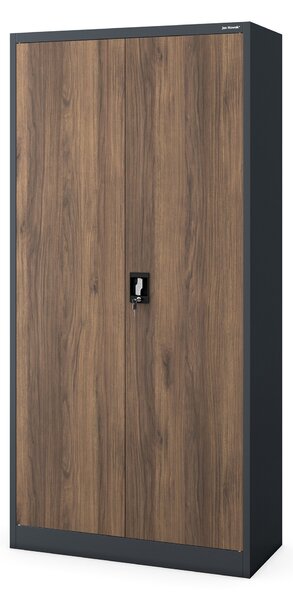 Szafa metalowa wielofunkcyjna antracytowa / orzech: Eco Design DAWID, 900 x 1850 x 450 mm