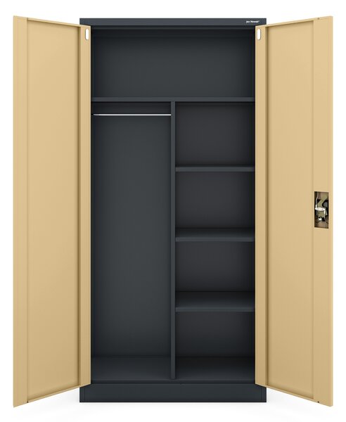 Szafa metalowa wielofunkcyjna antracytowa / orzech: Eco Design DAWID, 900 x 1850 x 450 mm